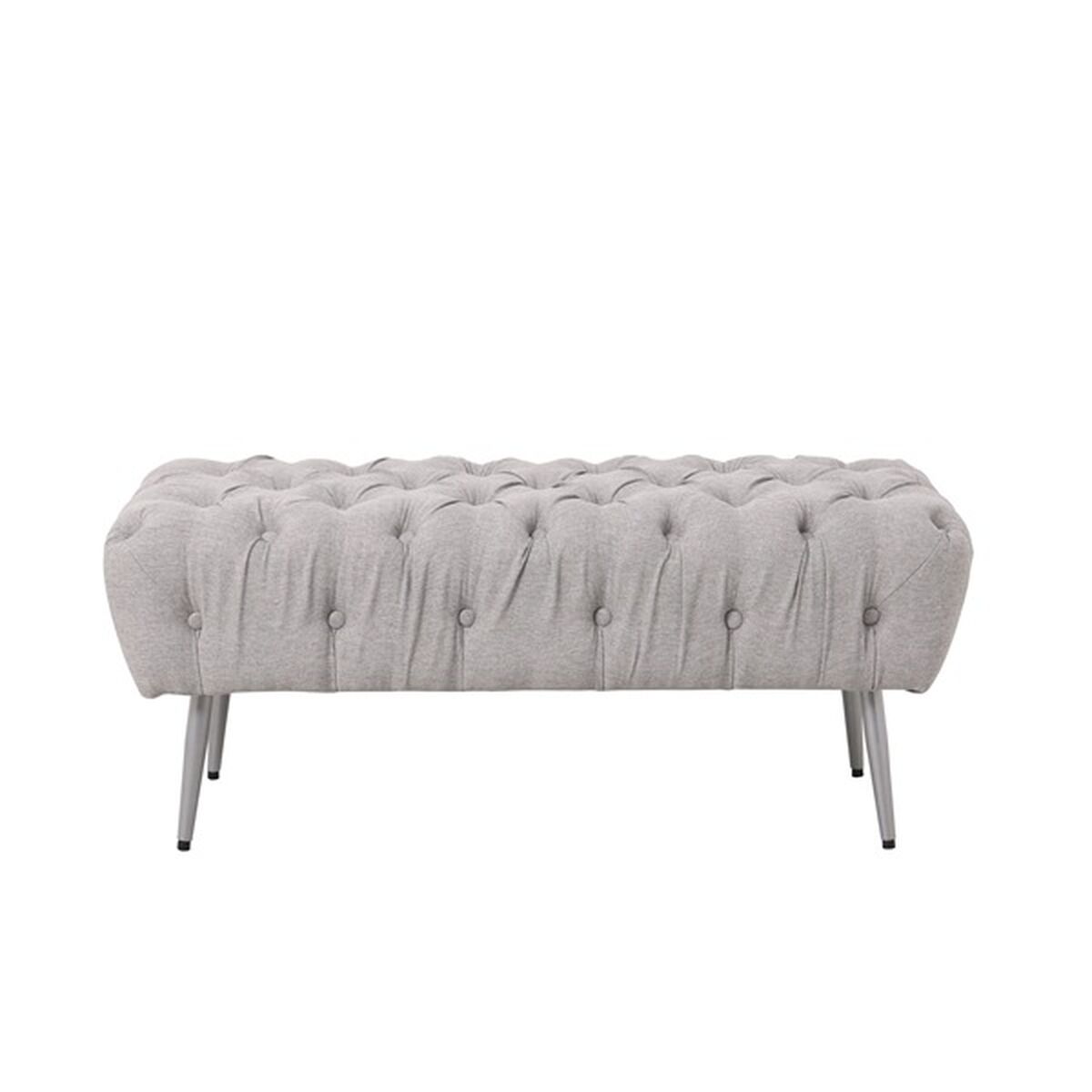 Hocker Home ESPRIT Grau Silberfarben Polyester Metall 103 x 46 x 42 cm